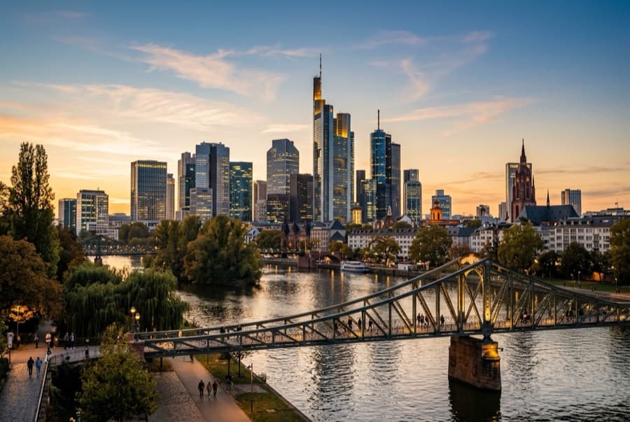 The Frankfurt skyline over the Main