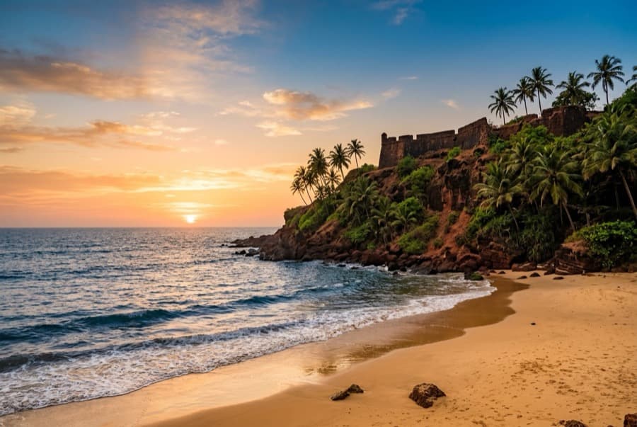 A beach cove in north Goa