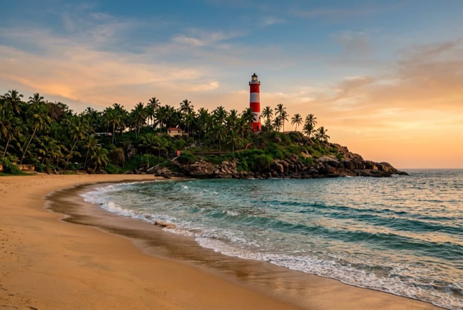 A lighthouse beach in Kerala